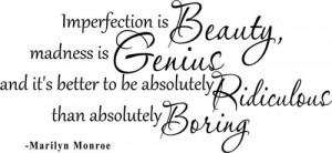 Marilyn Monroe Wall Decal Quote Vinyl Imperfection Is Beauty 2 Living