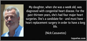 when she was a week old, was diagnosed with congenital heart disease ...