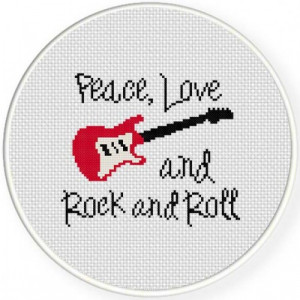 Peace Love Rock and Roll Cross Stitch Pattern