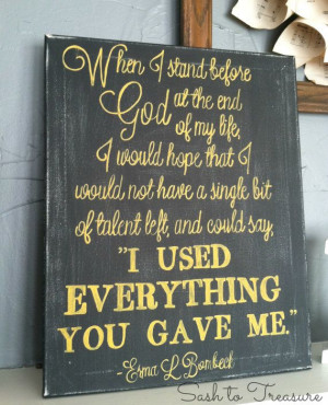 Handpainted Canvas with Erma L Bombeck Quote