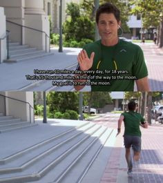 Love me some Parks and Rec. chris traeger. 10 miles a day for 18 years ...