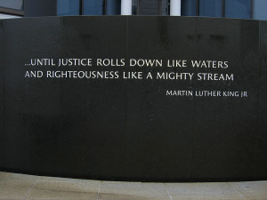 Let us be dissatisfied until from every city hall, justice will roll ...