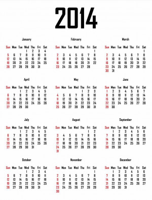 Printed Calendar 2014: Free Desktop Calendar 2014 for Laptops ...