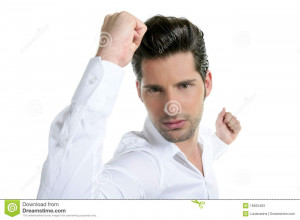 Funny Gesture Dancing Young Male Man Isolated On White Background Mr
