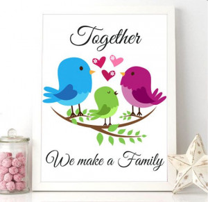 ... Nursery Quote - Bird Family - Girl and Boy Room Quote - Together we