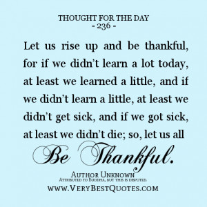 Thought For The Day, let us all be thankful