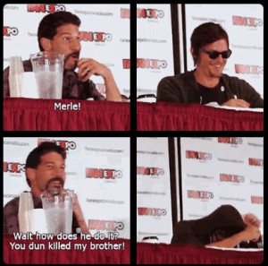 The Walking Dead ... Jon Bernthal poking fun @ Norman Reedus
