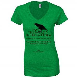 ... of Thrones Nights Watch Quote Green Womens T-Shirt Medium ZT Brand New