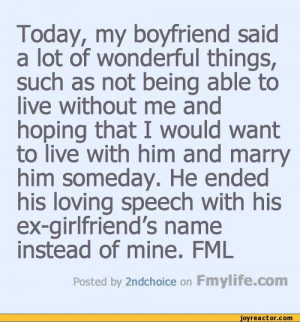 Today, my boyfriend said a lot of wonderful things, such as not being ...