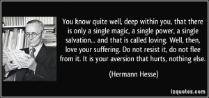 ... from it. It is your aversion that hurts, nothing else. - Hermann Hesse