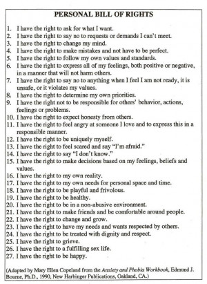 Personal Bill of Rights for Adults.