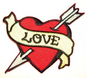 LOVE Heart embroidered iron on patch tattoo Sailor Jerry rockabilly ...