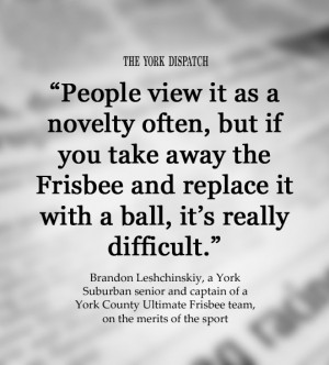 ... Ultimate Frisbee team, on the merits of the sport (published May 8