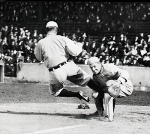 Ty Cobb slides into home, 1920