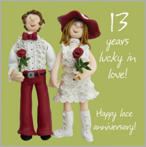 anniversary card £ 1 99 15cm x 15cm a lovely 13th wedding anniversary ...