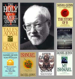 Daniel Quinn and his many books. (Credit to opednews.com for the ...