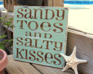Beach Sign Sandy Toes Salty Kisses Coastal Beach House Nautical and ...