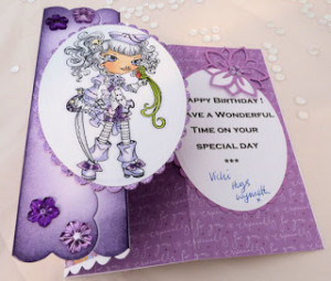 ... purple glitter paper. Here's a closer view of the image and card shape