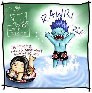 Kisame:Itachi, he is getting on my nerves, can I kill him?