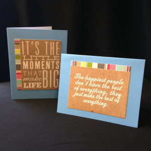 Set of 2 Handmade Blank Cards & Envelopes, Quotes, Blue and Striped ...