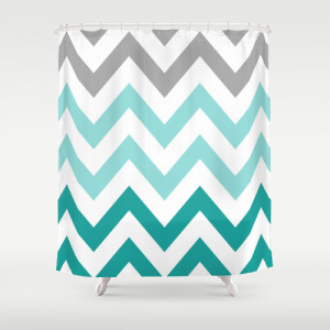 Teal Chevron Shower Curtain