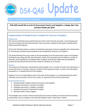 Implementation of Standard Quote Template for Assessors by MikeJenny