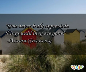 You never truly appreciate things until they are gone .