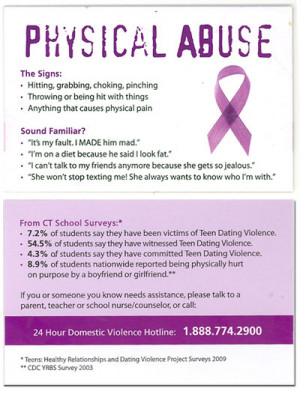 ... out information to teens as part of Domestic Violence Awareness Month