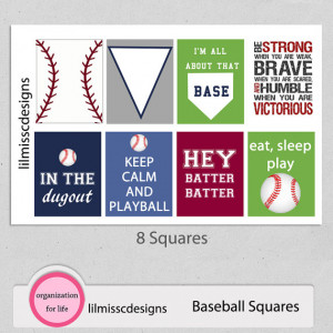 Erin Condren Baseball Quotes, Squares Stickers for Planner, Plum Paper ...