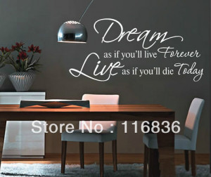 Free Shipping: New Wall Sticker Quotes Dream As If You Will Live ...