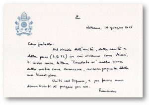 PERSONALIZEDPope Francis personalizes his encyclical letter “Laudato ...
