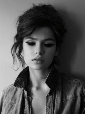 black, black an white, ehite, girl, hair - inspiring picture on Favim ...