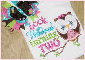 Owl Birthday Embroidery Shirt, Cute Saying w/ Hair Bow