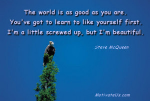 motivational picture of eagle on a treetop with the quote: The world ...