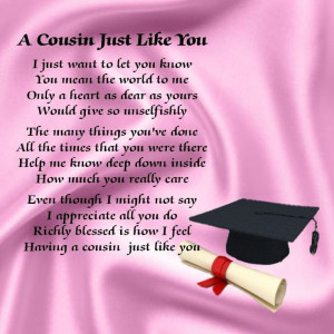 Personalised Coaster - Cousin Poem - Graduation Pink + FREE GIFT BOX
