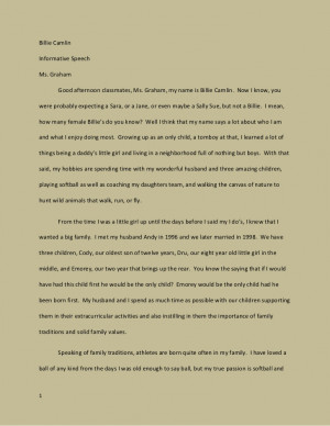 Informative Speech Hobbies: Sample One