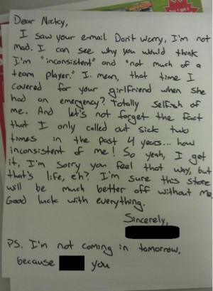 funny ways to quit your job pictures funny note