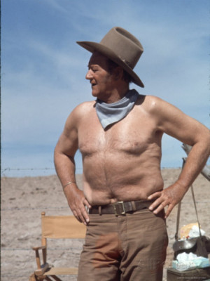 Actor John Wayne During Filming Western Movie The Undefeated