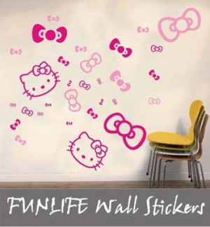 funlife]-1 pcs Hello Kitty & Bows Vinyl Wall Decal-Kids/Nursery Room ...