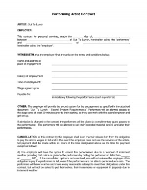 Artist Contract Agreement Template