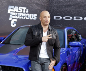 Vin Diesel poses at the premiere of the new film, 