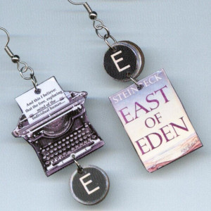 Book typewriter earrings East of Eden