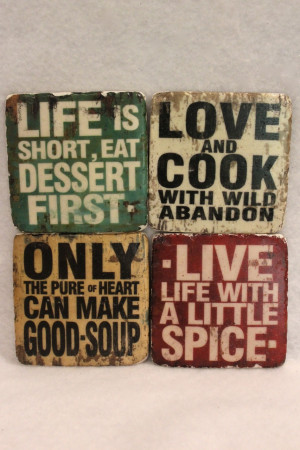 Cooking Quotes Stone Tile Coaster - $5 each or $18 for set of four ...
