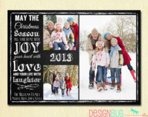 Chalkboard Christmas Card - Family Photo Christmas Card - Christmas ...