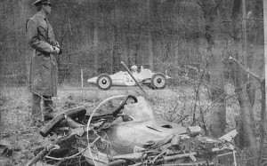 Tragic loss: the wreckage of Jim Clark's Lotus-Cosworth lies alongside ...