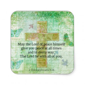Thessalonians 3:16 Inspirational BIBLE quote Square Sticker