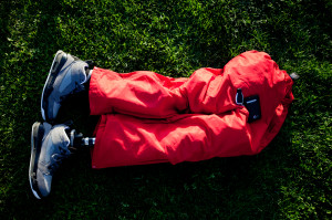 Cpl. Anthony McDaniel's prosthetic legs lie on the grass while he ...