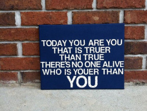 Dr. Seuss Inspirational Quote Canvas- Navy Blue Polka Dots- Home Decor