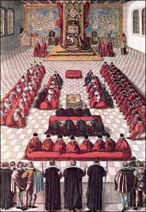 Queen Elizabeth I and her Parliament.