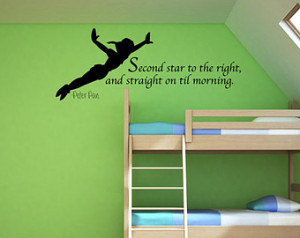 Peter Pan Wall Decal Art Sticker Decor Quote Vinyl Second Star to the ...